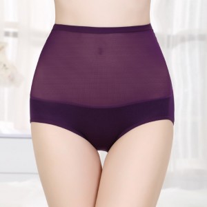 High Waist Bamboo Fabric Underwear With Gauze - Purple
